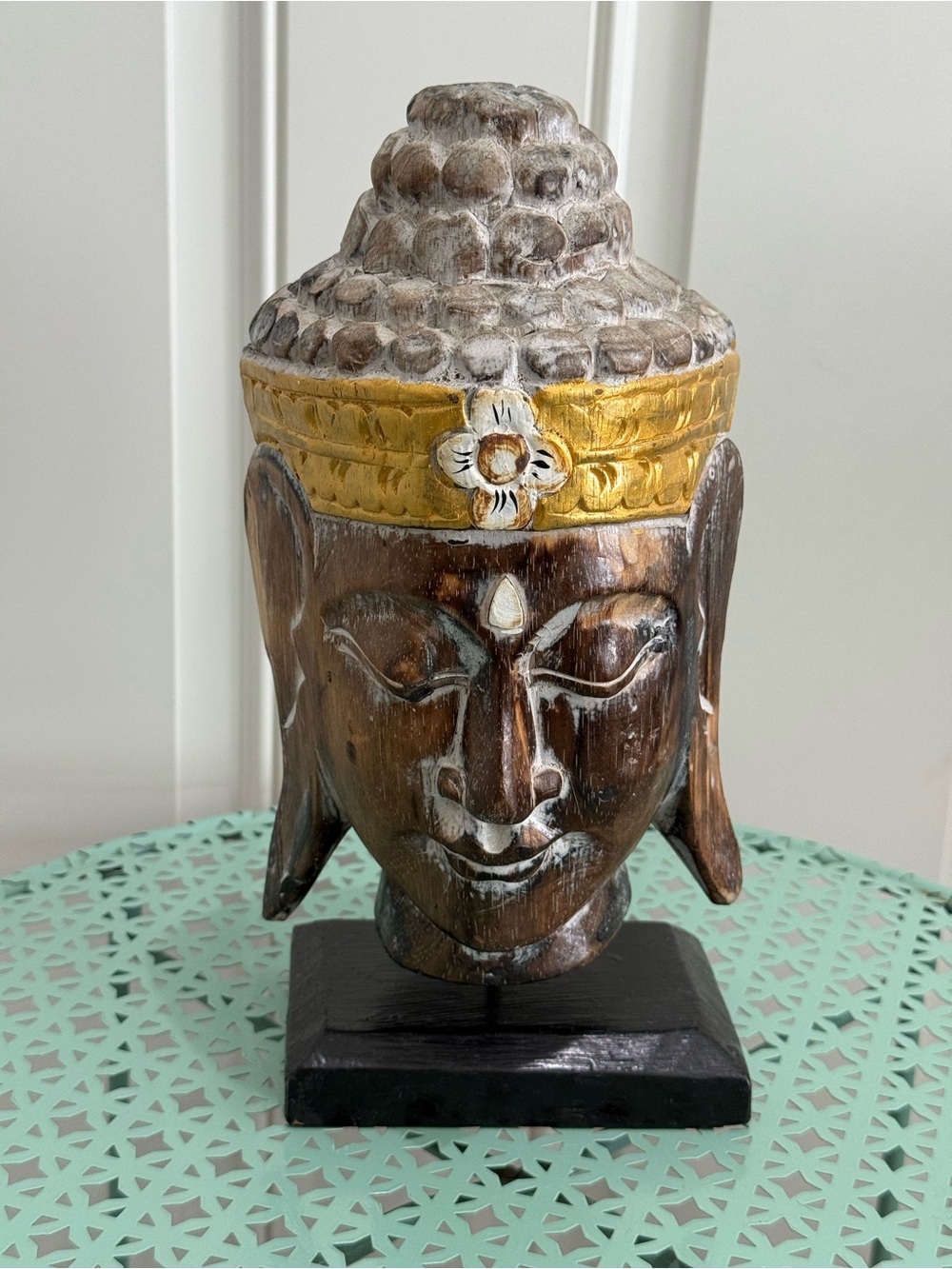 Hand Carved Buddha Head Sculpture